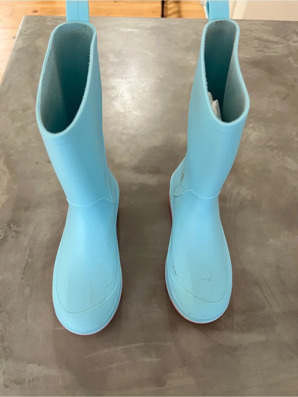 Cat & Jack Light Blue Kids Rain Boots with Pink Soles